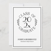 Klasse van 2025 Afstuderen zwart wit typografie Aankondiging (Voorkant)