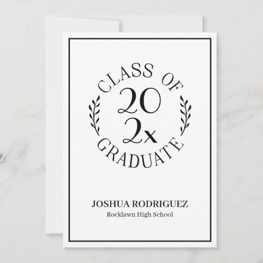 Klasse van 2025 Afstuderen zwart wit typografie Aankondiging (Voorkant)