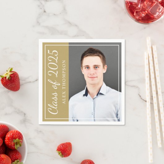 Klasse van 2025 Antiek Gold Graduation Party Foto Servet (Insitu)