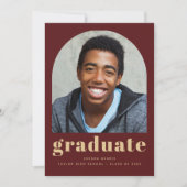 Klasse van 2025 Arch Bourgondië Gouden Foto Afstud Aankondiging (Voorkant)