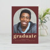 Klasse van 2025 Arch Bourgondië Gouden Foto Afstud Aankondiging (Staand voorkant)