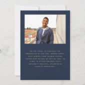 Klasse van 2025 Arch Navy Blue Gold Photo Afstuder Aankondiging (Achterkant)