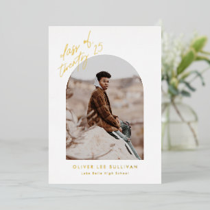 Klasse van 2025 Arch Photo Afstuderen Gold Folie Uitnodiging