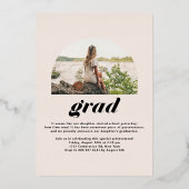 Klasse van 2025 Arch Photo Afstuderen Roos Gold Folie Uitnodiging (Achterkant)