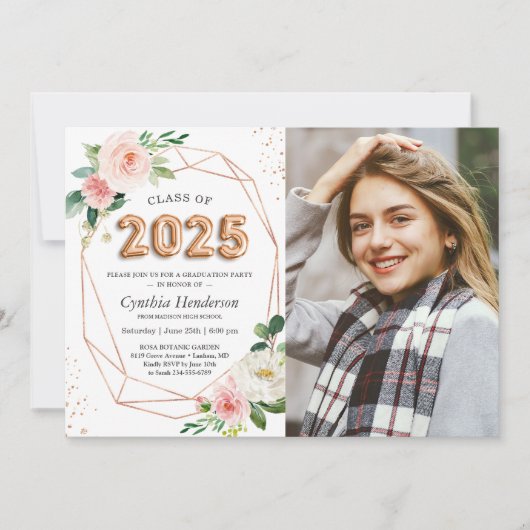 Klasse van 2025 Ballonbrieven Foto Afstuderen Kaart (Voorkant)