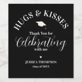 Klasse van 2025 Bedankt Hugs & Kisses Afstuderen Wijn Etiket (Enkel label)