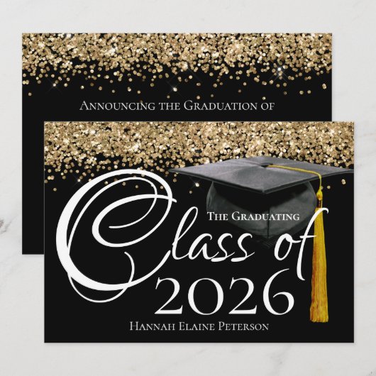 Klasse van 2025 Black Afstuderen Kaart (Voorkant / Achterkant)