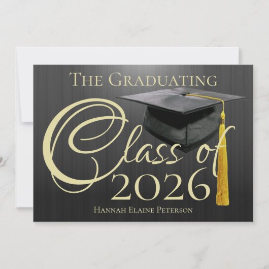 Klasse van 2025 Black Afstuderen Kaart (Voorkant)
