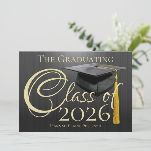 Klasse van 2025 Black Afstuderen Kaart (Staand voorkant)