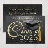 Klasse van 2025 Black Afstuderen Kaart (Voorkant / Achterkant)