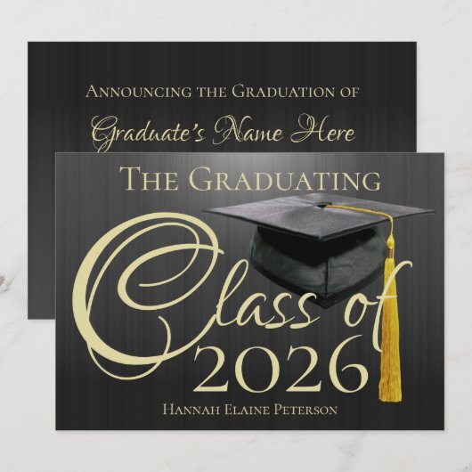 Klasse van 2025 Black Afstuderen Kaart (Voorkant / Achterkant)