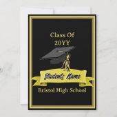 Klasse van 2025 Black and Gold Graduation Party Kaart (Voorkant)