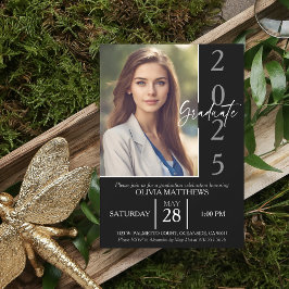 Klasse van 2025 Black Custom Photo Afstuderen Kaart