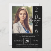 Klasse van 2025 Black Custom Photo Afstuderen Kaart (Voorkant)