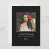 Klasse van 2025 Black Gold Graduation Party Foto Kaart (Achterkant)