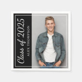 Klasse van 2025 Black Graduation Party Foto Servetten (Voorkant)