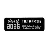 Klasse van 2025 Black Grey Afstuderen Retouradres Etiket (Voorkant)