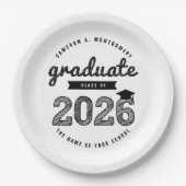 Klasse van 2025 Black Sketch Afstuderen Afstudeerd Papieren Bordje (Voorkant)