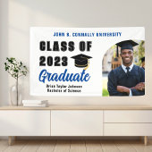 Klasse van 2025 Blauw Afstuderen Foto Graduation P Spandoek