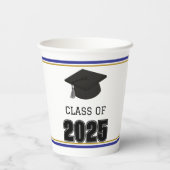 Klasse van 2025 Blauw en Goud Papieren Bekers (Achterkant)
