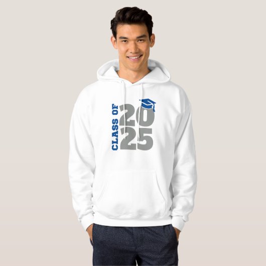 Klasse van 2025 Blauw en grijs Afstuderen Hoodie (Voorkant volledig)