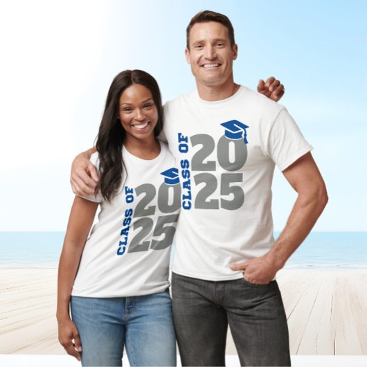 Klasse van 2025 Blauw en grijs Afstuderen T-shirt