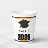 Klasse van 2025 Blauw en Sinaasappel Papieren Bekers (Achterkant)