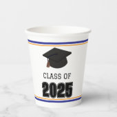 Klasse van 2025 Blauw en Sinaasappel Papieren Bekers (Voorkant)