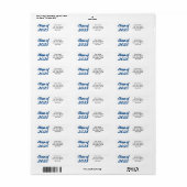 Klasse van 2025 blauw script afstuderen etiket (Full Sheet)