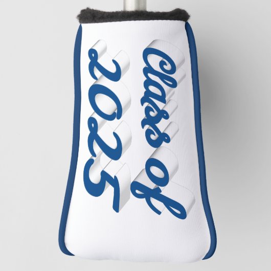 Klasse van 2025 blauw script afstuderen golfheadcover (Draai 90)