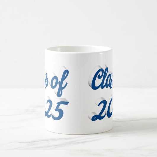 Klasse van 2025 blauw script afstuderen koffiemok (Center)