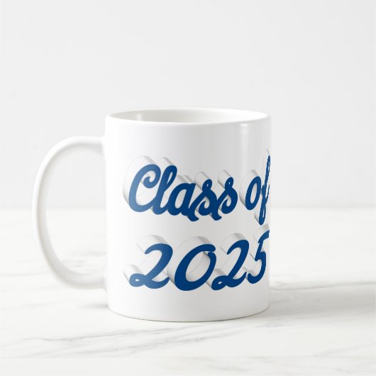 Klasse van 2025 blauw script afstuderen koffiemok (Links)