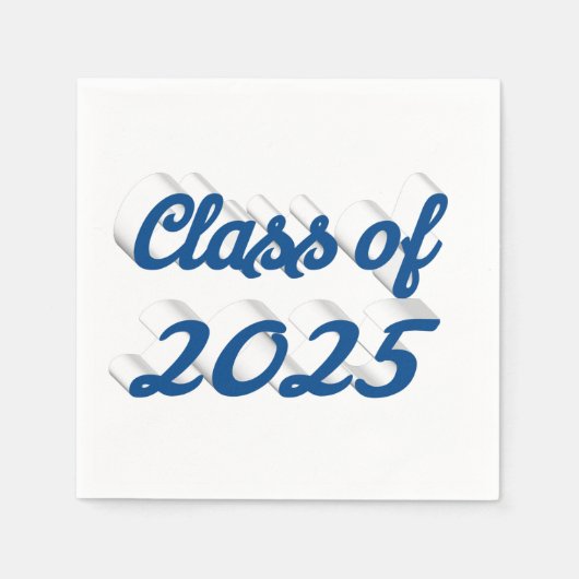 Klasse van 2025 blauw script afstuderen servet (Voorkant)