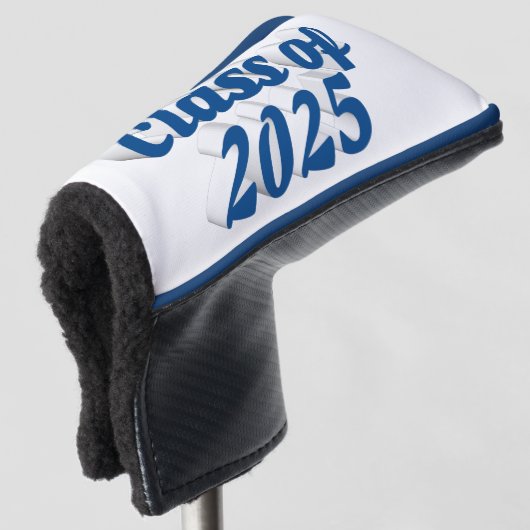 Klasse van 2025 blauw tekst afstuderen golfheadcover (3/4 voorkant)