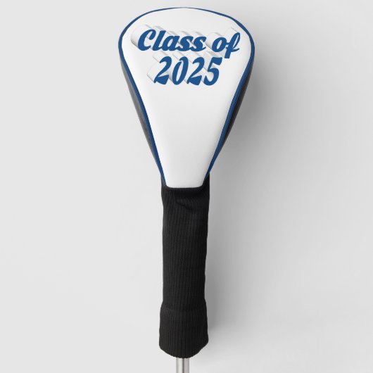 Klasse van 2025 blauw tekst afstuderen golfheadcover (Voorkant)