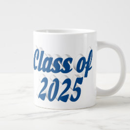Klasse van 2025 blauw tekst afstuderen grote koffiekop