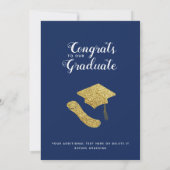 Klasse van 2025 Blauw Wit Goud Foto Afstuderen Aankondiging (Achterkant)