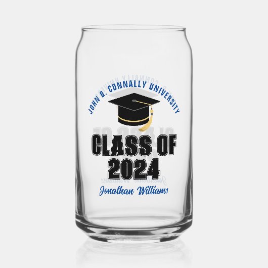 Klasse van 2025 Blue Afstuderen Custom Afstuderen Blikvorm Glas (Voorkant)