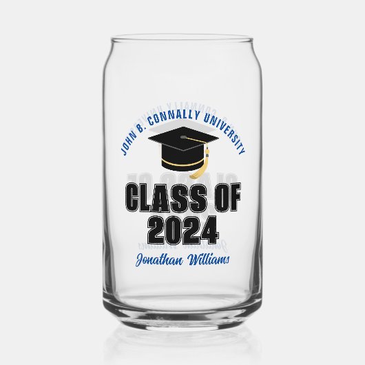 Klasse van 2025 Blue Afstuderen Custom Afstuderen Blikvorm Glas (Achterkant)