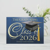 Klasse van 2025 Blue Afstuderen Kaart (Staand voorkant)