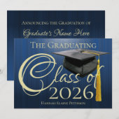 Klasse van 2025 Blue Afstuderen Kaart (Voorkant / Achterkant)