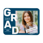 Klasse van 2025 Blue Bold Font Photo Afstuderen Magneet (Horizontaal)