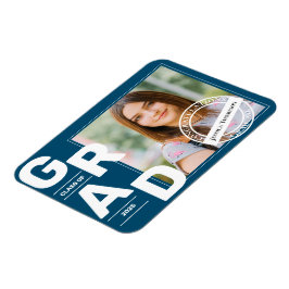 Klasse van 2025 Blue Bold Font Photo Afstuderen Magneet