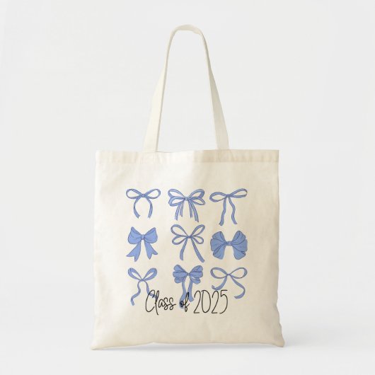 Klasse van 2025 Blue Coquette Bows Tote Bag (Voorkant)