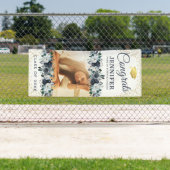 Klasse van 2025 Blue Floral Afstuderen Door Spandoek (Insitu)