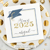 Klasse van 2025 Blue Gold Script-Afstuderen Servet