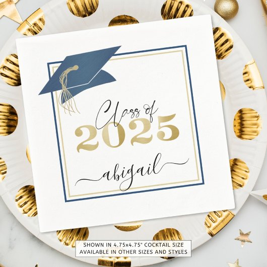 Klasse van 2025 Blue Gold Script-Afstuderen Servet