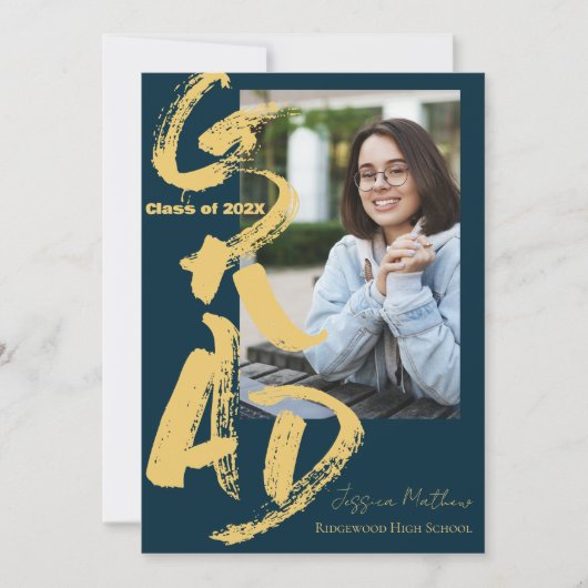 Klasse van 2025 Blue Photo Afstuderen Kaart (Voorkant)