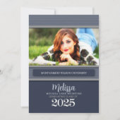 Klasse van 2025 Blue Pinstripe Photo Afstuderen Kaart (Voorkant)