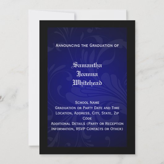 Klasse van 2025 Blue Tassel Charm Zwart Afstuderen Kaart (Achterkant)